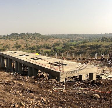 Concrete plinth structure under construction